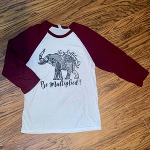 Women’s 3/4 Sleeve Hallelujahs Be Multiplied/Elephant Graphic Baseball Tee